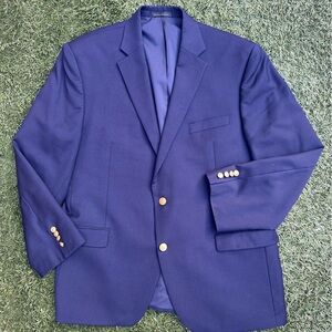 Luaren Ralph Lauren Gold Button Navy Sport Coat Blazer Preppy Old Money Club 44R
